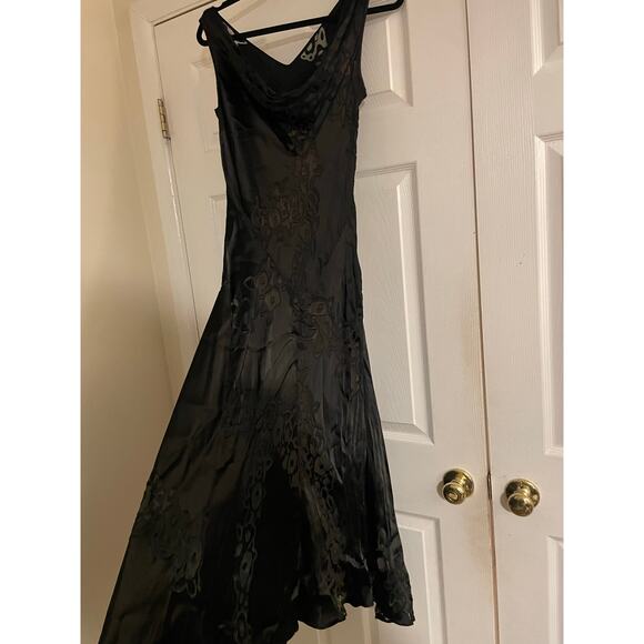 ECI New York blk silk blend sheer patterned whimsy goth maxi slip dress size 10 - Picture 1 of 16